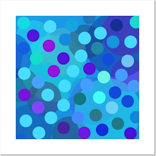 blue and purple pop art polka dot pattern Posters and Art